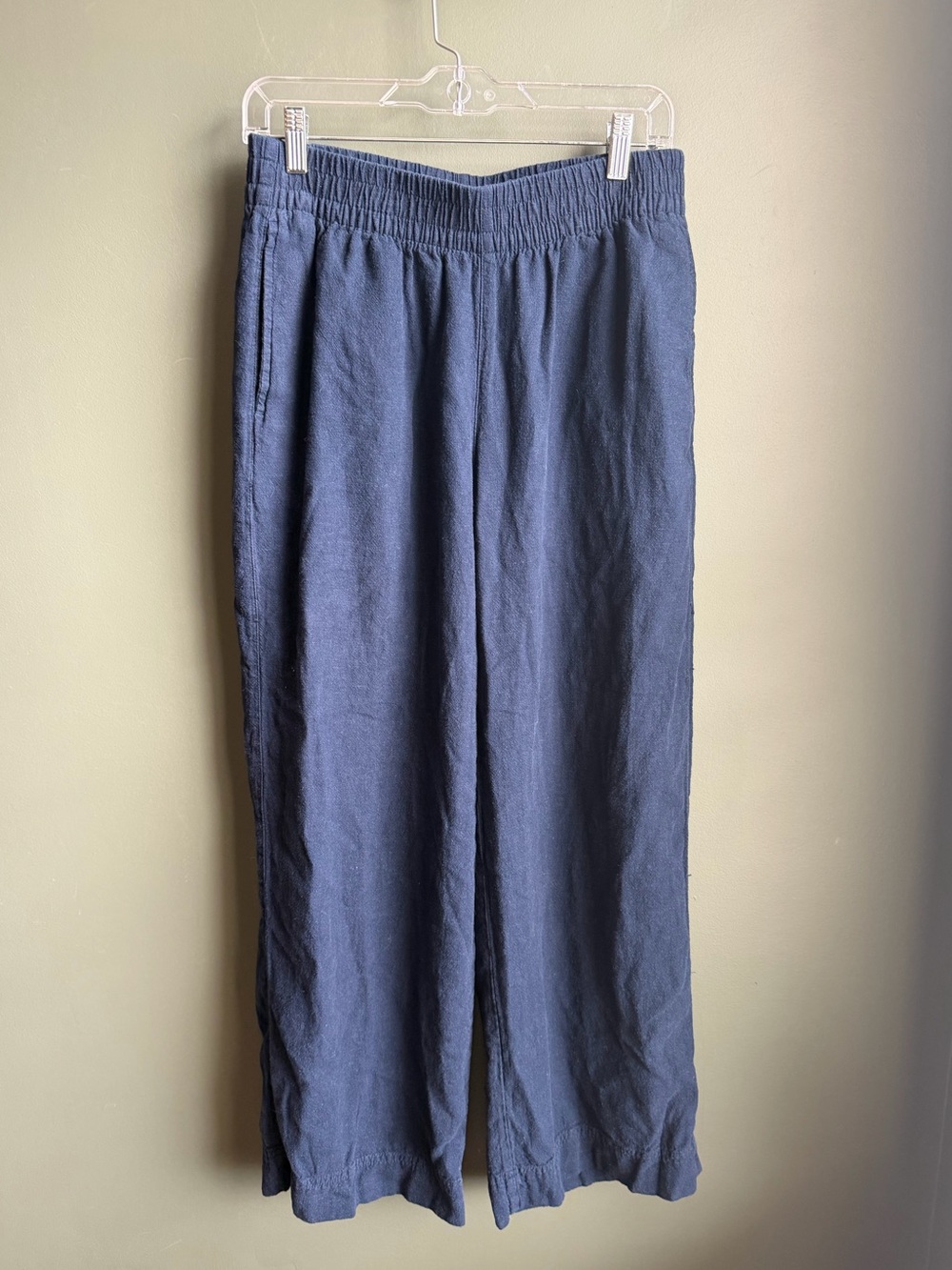 Old Navy Women's Navy Linen Blend Wide-Leg Elastic-Waist Pants